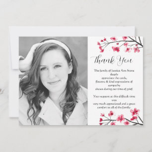 Invitación Flores de cerezo Funeral floral Muerte Gracias 