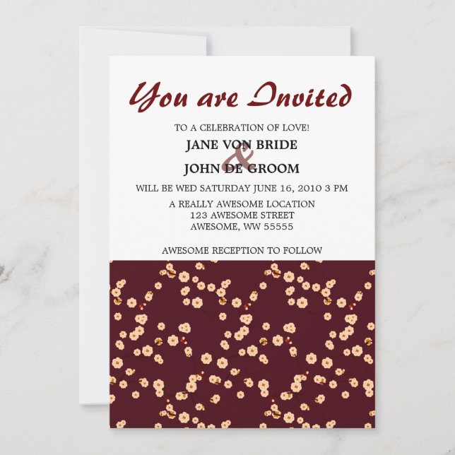 Invitación Flores de Cerezo Japonesas (Anverso)
