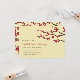 Invitación Flores de cerezo rojo Sakura floridas Boda asiátic