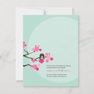 Invitación Flores de cerezo rosa Amor Aves Acogida de boda