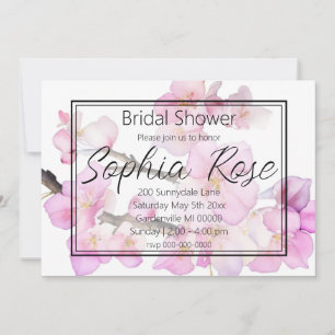 Invitación Flores de cerezo rosa de color de agua Ducha de no