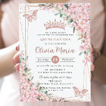 Invitación Flores de cerezo Rosa Mariposas de oro Quinceañera<br><div class="desc">Personalice esta bonito de flores de cerezo Quinceañera / Invitación de dulces 16 cumpleaños fácil y rápidamente. Simplemente haga clic en el botón personalizar para editar los textos, cambiar las fuentes y los colores de las fuentes. Con hermosas flores de cerezo acuarela, mariposas doradas subió y un marco geométrico oro...</div>