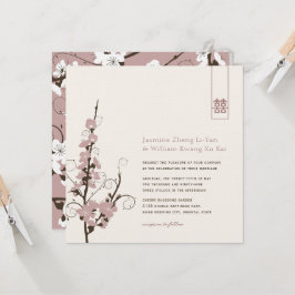 Invitación Flores de cerezo rosa Sakura Swirle Boda asiático
