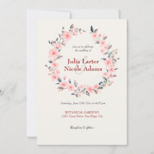 Invitación Flores de cerezo rosadas Boda de lluvia floral