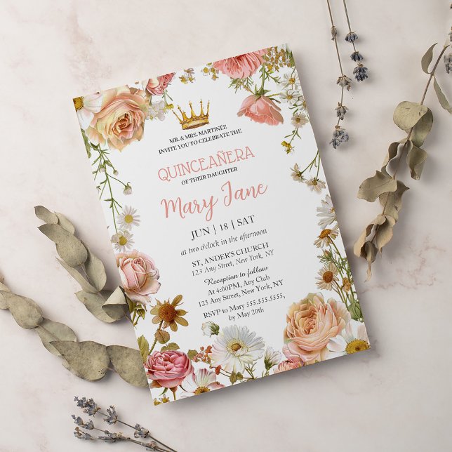 Invitación Flores de Cerezo Rosas Mariposas Quinceañera (Subido por el creador)