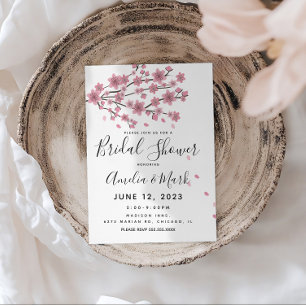 Invitación Flores de Cerezo Rubor Pétalos Boda Campestre