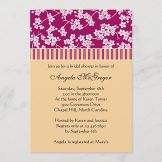 Invitación Flores de cerezo y rayas