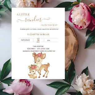 Invitación Flores de cervatillo bebé lindo Baby Shower  