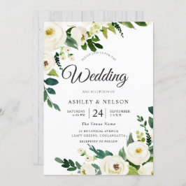 Invitación Flores de champán blanco Boda rústico elegante