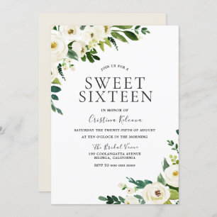 Invitación Flores de champán blanco dulces elegantes 16