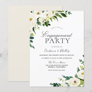 Invitación Flores de champán blanco Fiesta de compromiso eleg