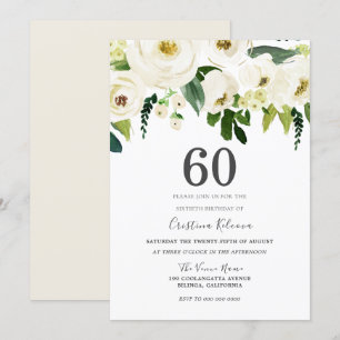 Invitación Flores de champán blanco Fiesta de cumpleaños núme