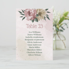 Invitación flores de champán rosa carta de asiento botánico