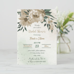 Invitación flores de champán verde ducha de novia
