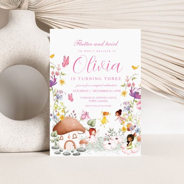 Invitación Flores de Chicas de lechón de mariposa de los Jard (Subido por el creador)