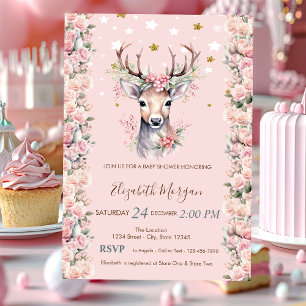 Invitación Flores de ciervos bebé Bayas de acebo Estrellas Sh