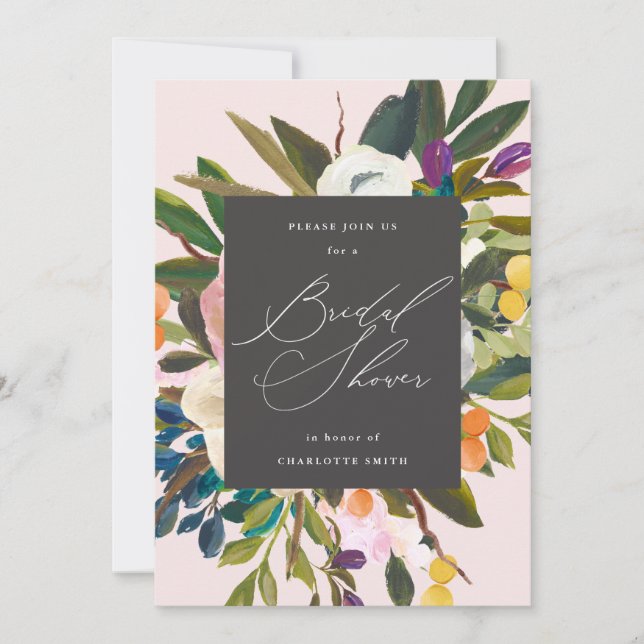 Invitación Flores de cítricos brillantes| Ducha nupcial (Anverso)