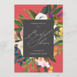 Invitación Flores de cítricos brillantes   Roja   Bridal Show