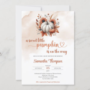 Invitación Flores de cobre de terracota de calabaza blanca de