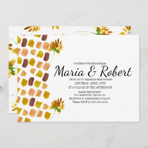 Invitación Flores de color amarillo de primavera y rocas de p