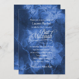 Invitación Flores de color azul Bat Mitzvah