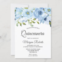 Flores de color azul cielo de quinceañera moderna