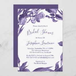 Invitación Flores de color azul Iris morado Ducha de novia