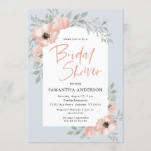 Flores de color azul turbio ducha de novia manuscr