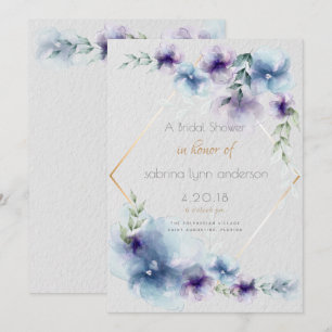 Invitación Flores de color azul-violeta translúcida de novia