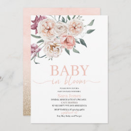 Invitación Flores de color de agua bebé en el florecimiento d