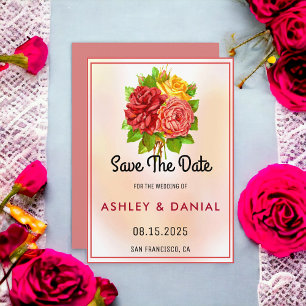 Invitación Flores de color de agua Boda floral Guardar la fec