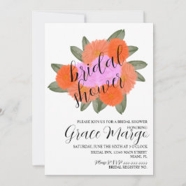 Invitación Flores de color de agua Bouquet Negrita rosa Ducha