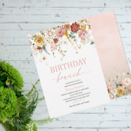Invitación Flores de color de agua brunch de cumpleaños Baby
