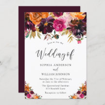 Flores de color de agua de Borgoña otoño caen la b