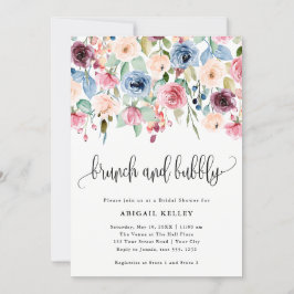 Invitación Flores de color de agua de brunch y burbujeante Du