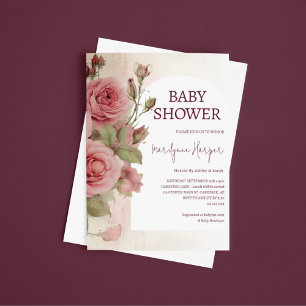 Invitación Flores de color de agua de época Baby Shower