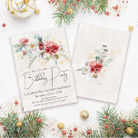 Invitación Flores de color de agua de invierno 30.º Fiesta de<br><div class="desc">Las flores de color rojo y blanco de invierno están enclavadas en hojas y follaje verde de sabio suave. Los copos de nieve de oro le dan un toque festivo. Un guión elegante, simple y moderno le da un ambiente abierto y aireado. En la parte trasera también hay un parqué...</div>
