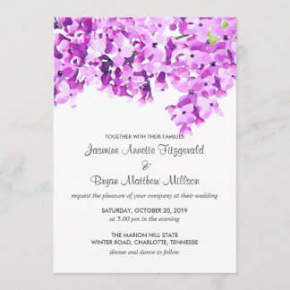 Invitación Flores de color de agua de lavanda Boda moderno