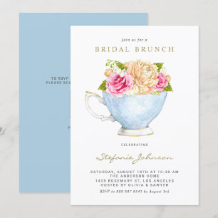 Invitación Flores de color de agua en ducha de novias en el T