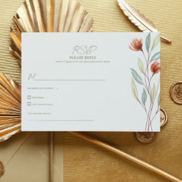 Invitación Flores de color de agua Pastel Green-RSVP CARD