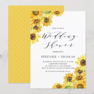 Invitación Flores de color de agua rustica ducha de matrimoni