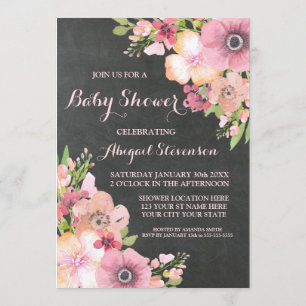 Invitación Flores de color de caldera rustica Baby Shower