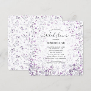 Invitación Flores de color morado delgadas duchas de novias