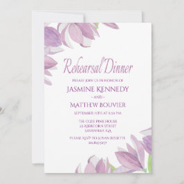 Invitación Flores de color morado para la cena de ensayo flor