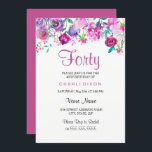 Invitación Flores de color morado rosado de menta 40 cumpleañ<br><div class="desc">Flores de color morado rosado de menta acuática 40º cumpleaños de la colección de cartas de invitación coincidentes en Nicho y tienda Nest.</div>