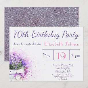 Invitación Flores de color púrpura de 70 años