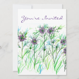 Invitación Flores de color púrpura Nigella Ducha de novia