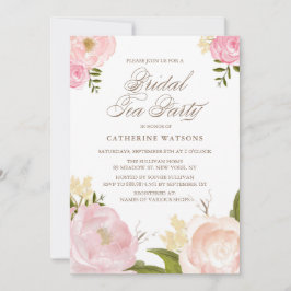 Invitación Flores de color rosa romántico Fiesta de té de nov