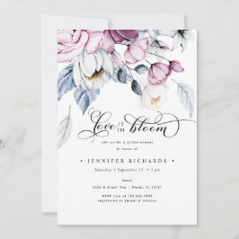 Invitación Flores de color rosa y azul ducha de novia