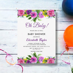Invitación Flores de colores Boho Boho Floral Baby Shower bot